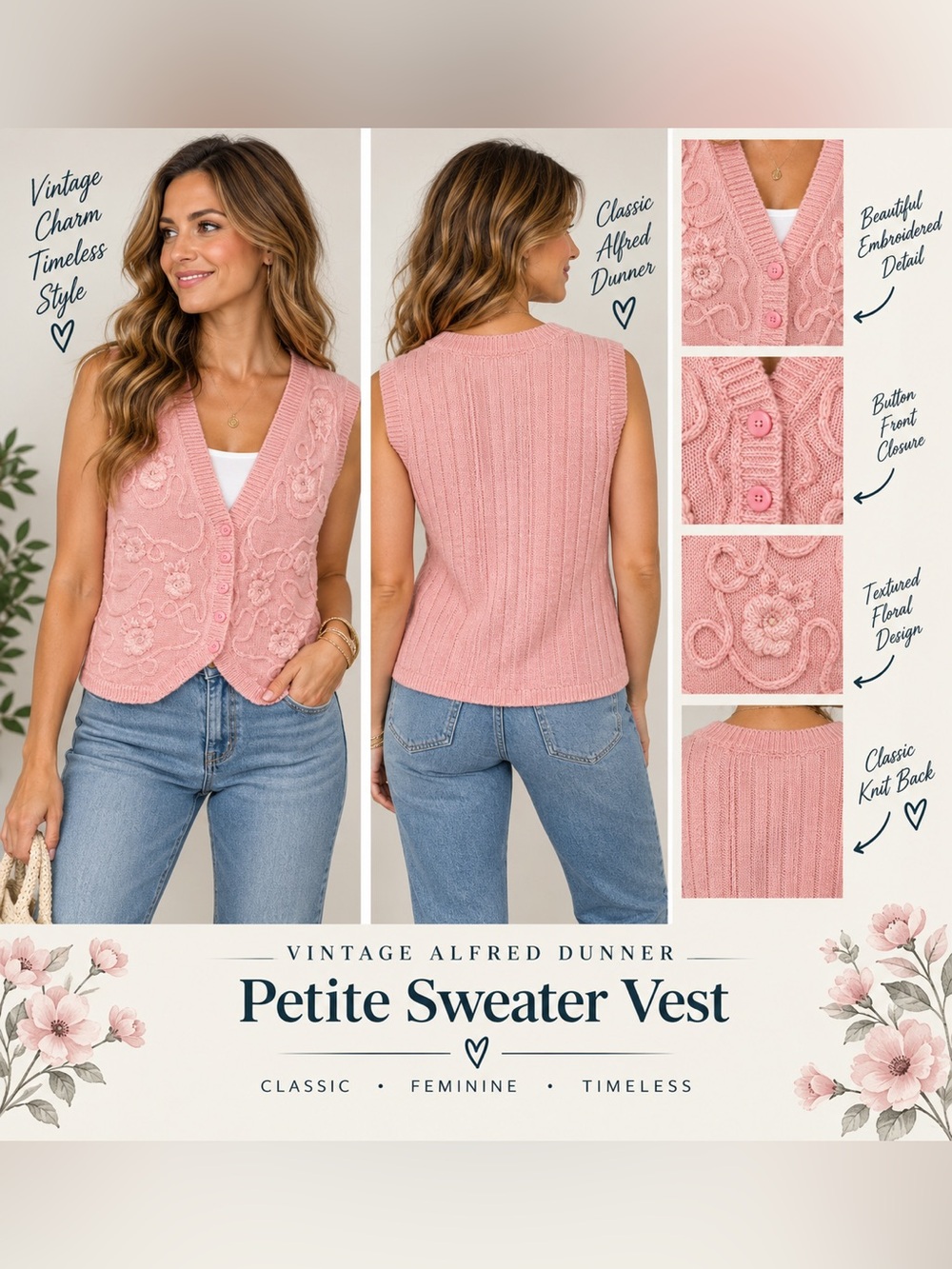 Vintage‎ Alfred Dunner Petite Sweater Vest